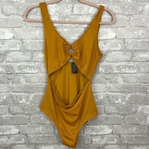 MONKL Yellow One Piece Cutout Bathing